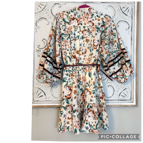 LC LAUREN CONRAD FLORAL PRINT PUFF SLEEVE MINI SHIRT DRESS - Picture 3 of 5